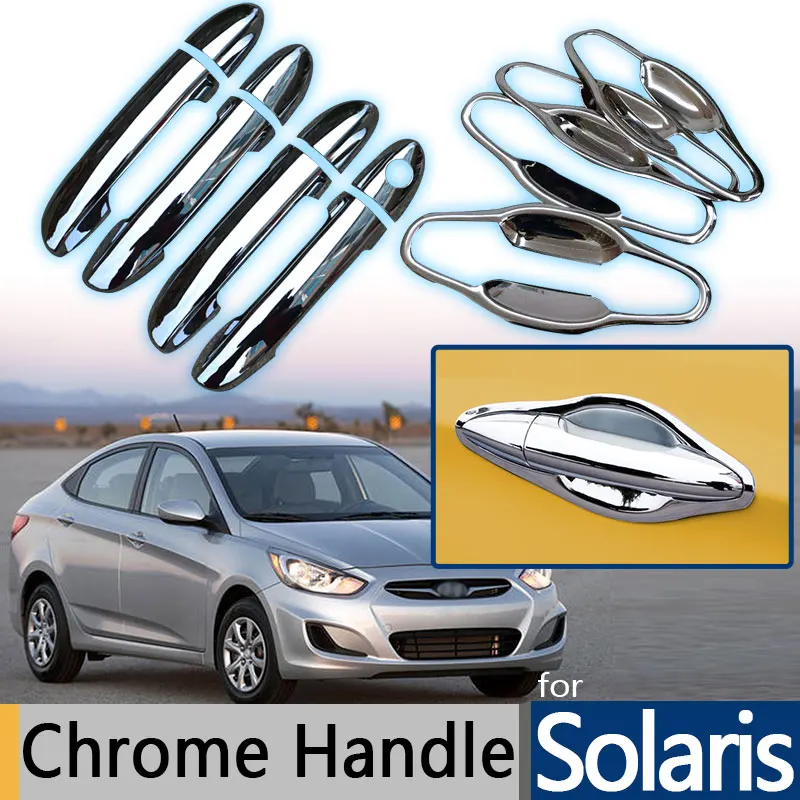 For Hyundai Solaris Accent Verna 2010-2015 Chrome Trim Door Handle Covers 2011 2012 2013 2014 Hatchback Accessories Car Styling