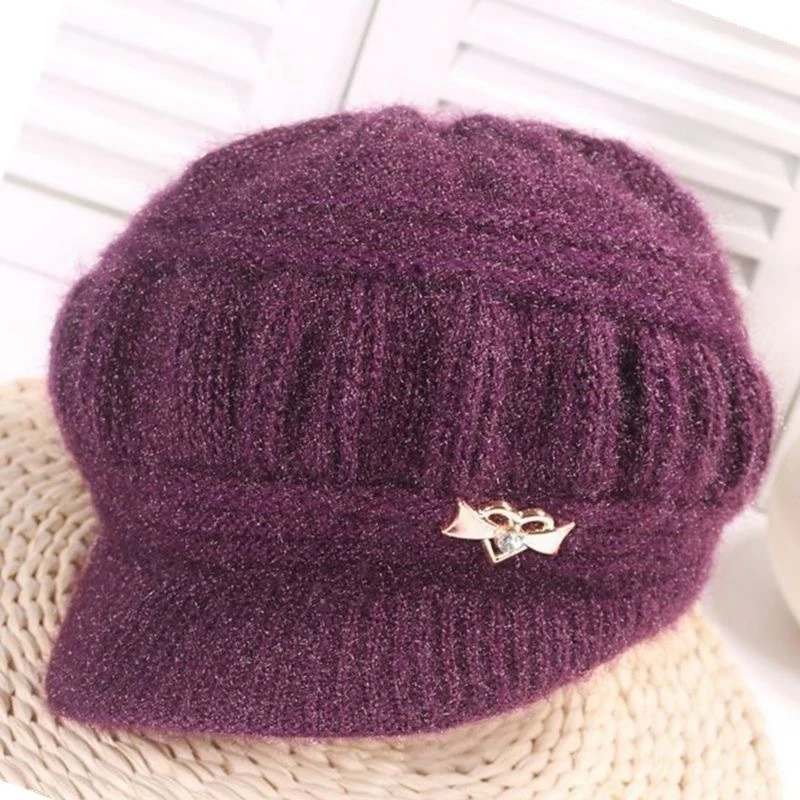 Wool Women's Fashion Hat Plush Knitted Wind Shield Ear Guard Solid Color Atmosphere Simple Autumn and Winter Warm Hat