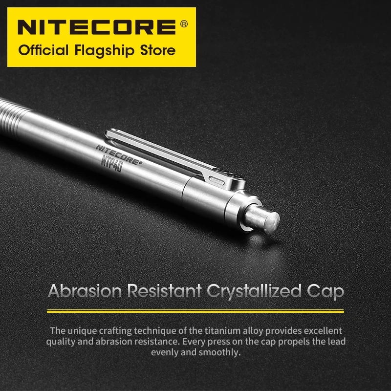 NITECORE NTP40 CNC Titanium Alloy Mechanical Pencil Cartooning Sketching Writing Drawing Self-defense EDC 0.5mm Refill Pencil