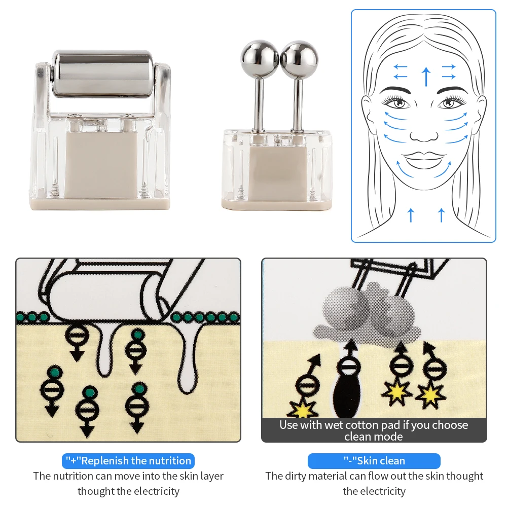 Galvanic Facial Toning Device EMS Microcurrent Reduce Edema Anti-Wrinkle Skin Lifting Roller Ion Face Cleaning Anti Acne Machine