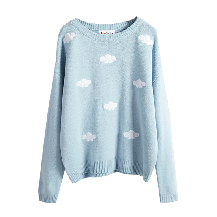 2020 Women\'S Kawaii Ulzzang Vintage College Loose Clouds Sweater Female Korean Punk Thick Cute Loose Harajuku Clothing for Women