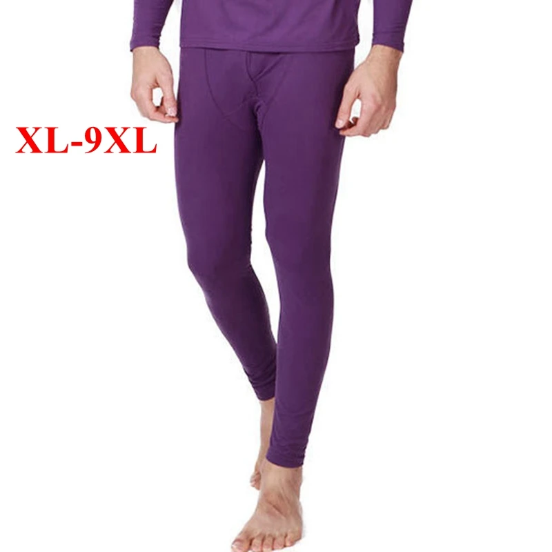 Plus Size 6XL 7XL 8XL 9XL spring Leggings Bottom Men Thin Elastic waist Male Soft Black Gray Purple Red Underwear Thermal Pants