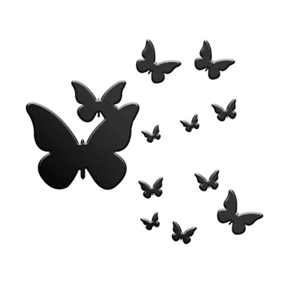 11Pcs/Set 3D Art Mirror Sticker Butterflies Shaped Removable Mural Removable Acrylic Wall Decal Stickers Combination Home Suppli