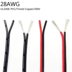 1M 2 Pin Electric Copper Wire 28AWG Lamp Lighting Cable PVC Insulated Double Cords Extend Connect Line White Black Red UL2468