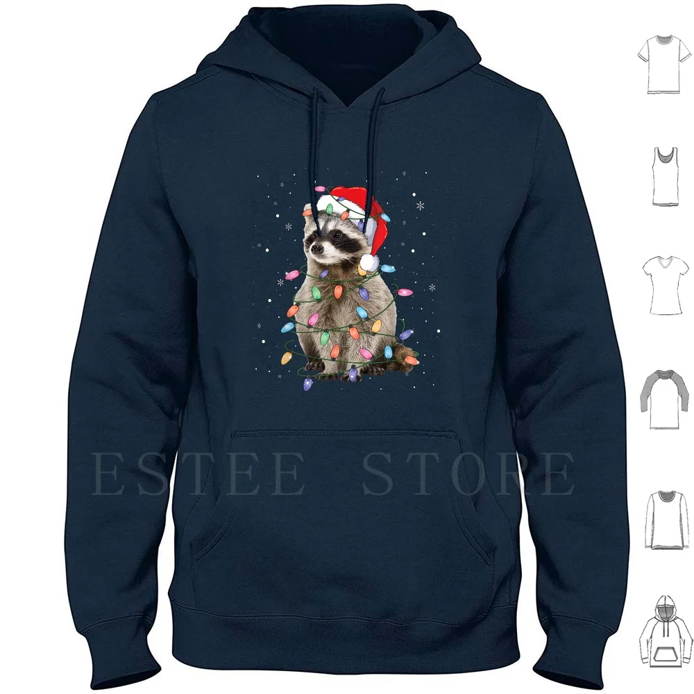 

Рождественский подарок с енотом, огни енота-любитель енота, Рождественский подарок, толстовка с длинными рукавами, енот, Рождественский енот, Санта-Енот, шляпа Санта-Клауса