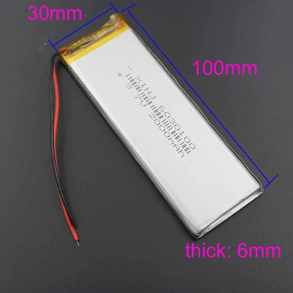 XINJ 3.7V 2000 mAh Rechargeable Polymer LiPo Li Battery 6030100 For PSP GPS TV Video Player Plate PDA MID Portable Tablet PC DIY