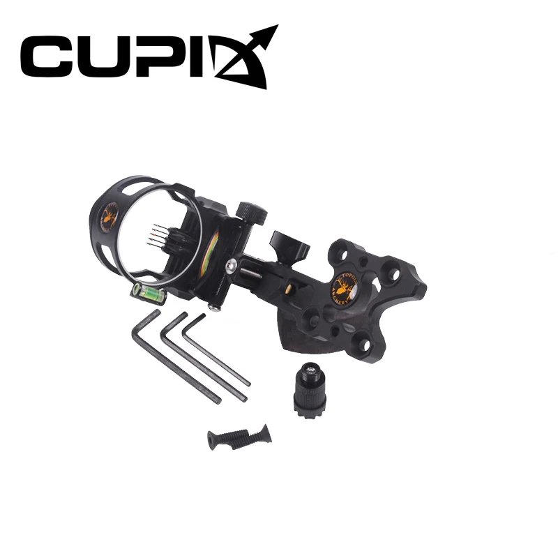 5 pin Compound Bow Sight with LED Light Fiber Retinal Sight Quick Pull Sight CNC Machined for Archery Hunting Shooting