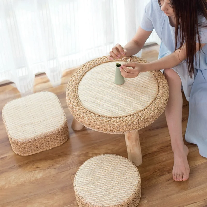 Household Handmade Rattan Bay Window Table Simple Small Table Solid Wood Small Coffee Table Kang Table Creative Tatami Low Table