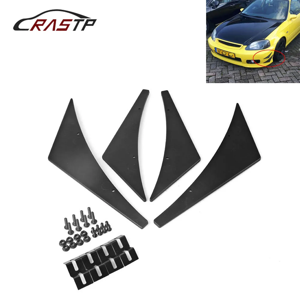 RASTP-4pcs/set Universal Front Bumper Lip Splitter Diffuser Fins Body Spoiler Canards Valence Chin Car Tuning Canard RS-LKT009