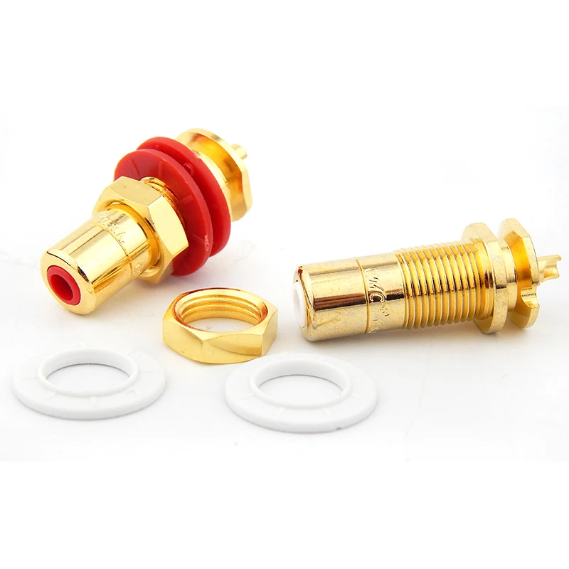 RCA Terminal Plug Connector Binding Post CMC CMC816U HIFI Audio Amplifiers DAC Speaker Gold-plated Copper Horn RCA JACK socket