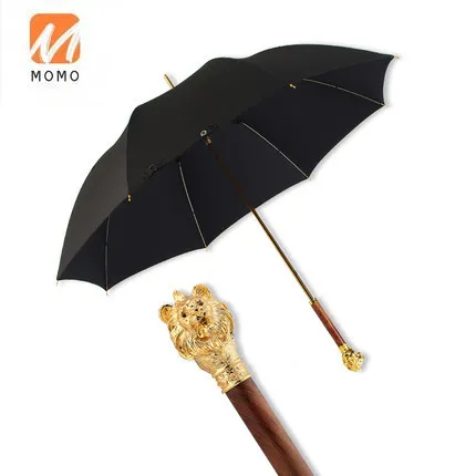 Golden Double Layer Luxury Umbrella Women Sun Rain UV-Protection Parasol Long Handle Umbrella High Quality Rain Gear U5B