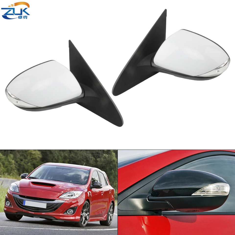 

ZUK 2PCS Outer Rearview Side Mirror For MAZDA 3 BL 2009 2010 2011 2012 2013 Sedan Hatchback 3-PINS Without LED 7-PINS With LED