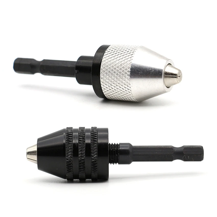 0.3-6.5mm Keyless Drill Chuck Quick Change Adapter Self Tighten with Hex Shank Drill for CNC Drill Presses, Black, White