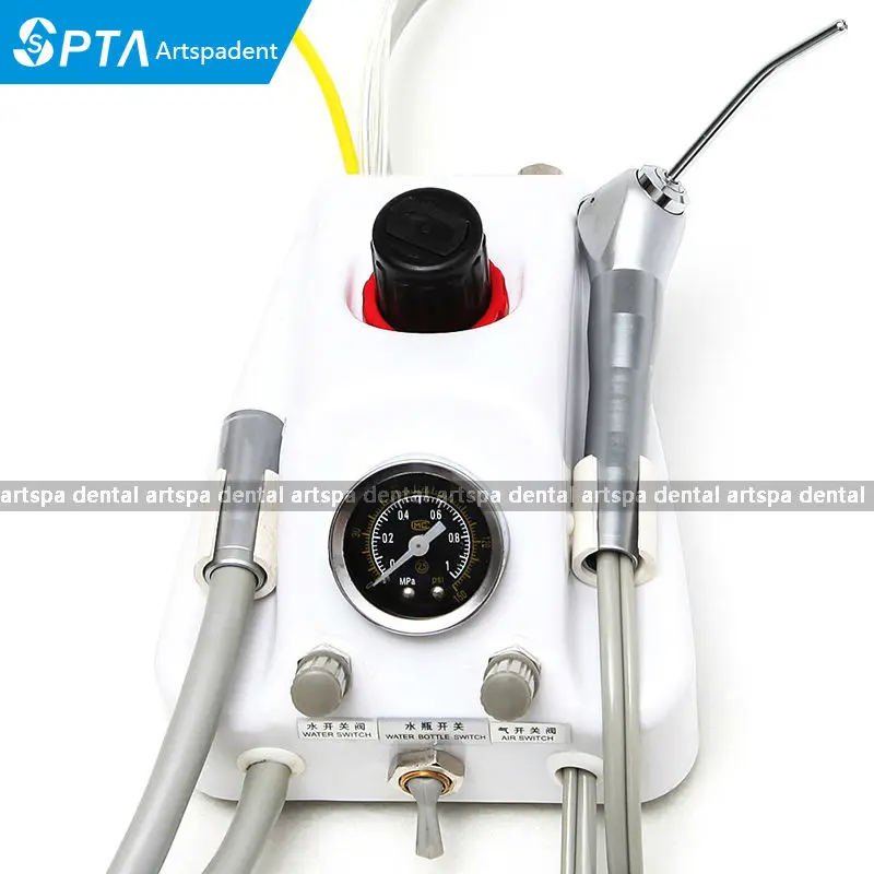 

Portable Dental Turbine Unit Work With Air Compressor 3 Way Syringe 2/4 Holes Teeth Whitening Dentistry Equipment