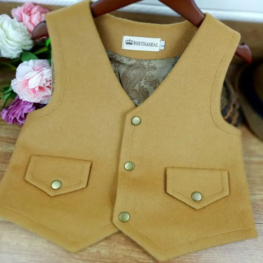 

Baby boys and girls cashmere vest kids v-neck single breasted children Gentleman short waistcoat