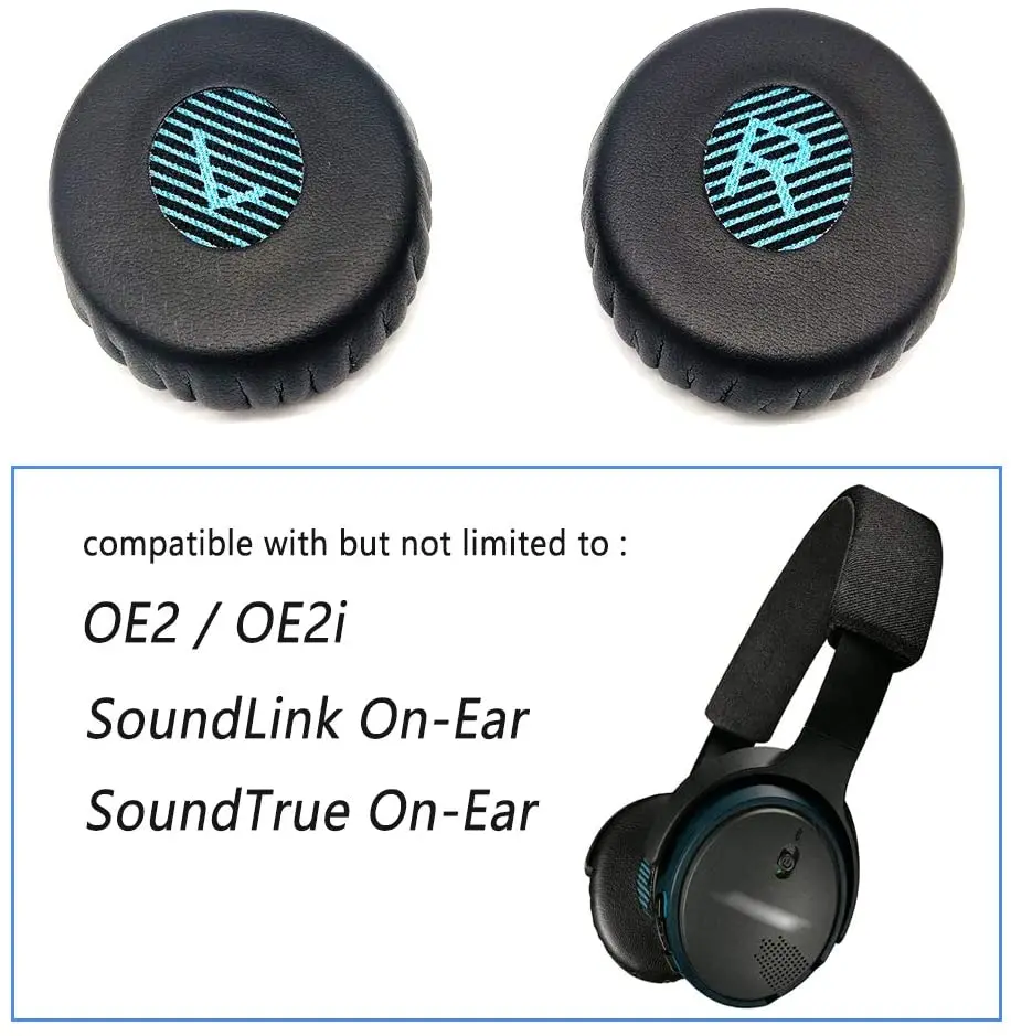 وسائد أذن إسفنجية بديلة متوافقة مع سماعات الرأس Bose SoundLink On-Ear (OE)، On-Ear 2 (OE2)، OE2i و SoundTrue On-Ear (OE).