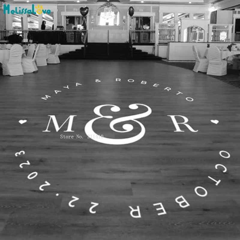 Custom Wedding Dance Floor Decals Personalized Bride Groom Names Monogram Large Size Self-adhesive Party Decoration YT5100