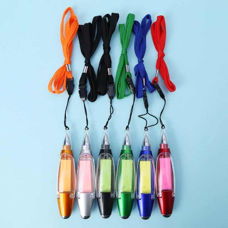 1 Pc Creative Multifunctional Ballpoint Pen Lanyard Note Paper Lamp Ballpen Student Stationery Office Supplies