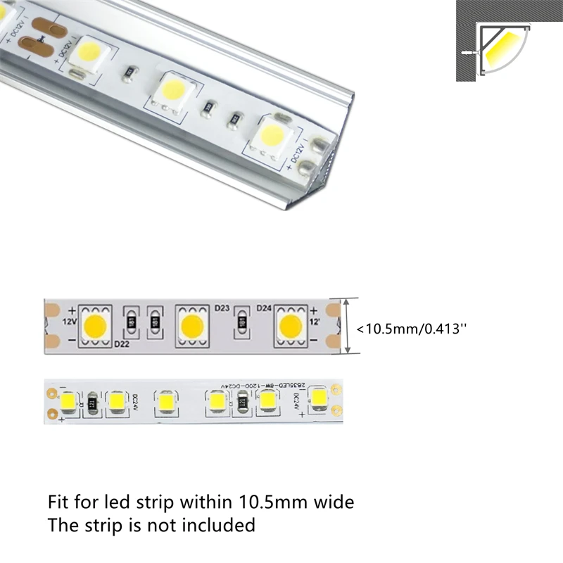 Imagem -03 - Profundidade Difusor de Luz Led 2m ft Formato em v Canto da Parede do Armário Guarda-roupa Perfil de Alumínio 10m de