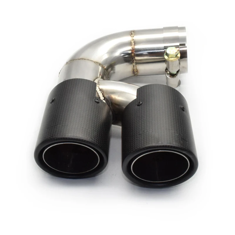 1 Pcs 304 Stainless Steel Carbon Fiber Dual Exhaust Tip Car Exhaust Muffler Tip Tailpipe For BMW 118i F20 F21 63mm Nozzle