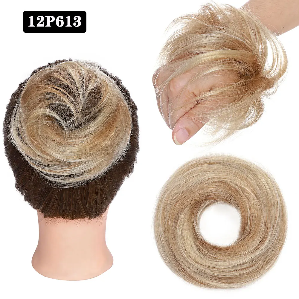 SEGO 100% Menschliches Haar Brötchen Elegante Chignon Scrunchies Haarpferdeschwanz Gerade Donut Updo Haar Stück Für Frauen 17g – Detail 11