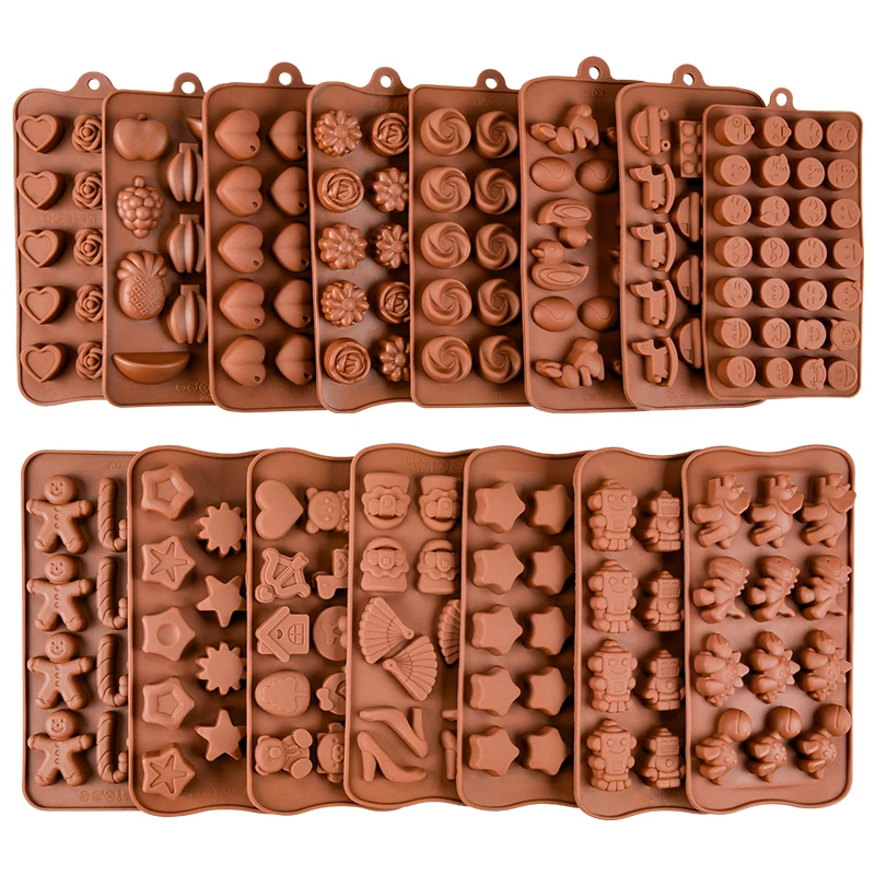 New Silicone Chocolate Mold 29 Shapes 3D Chocolate Baking Tools Jelly And Candy Mold DIY Numbers Fruit Kitchen Gadgets Good K557