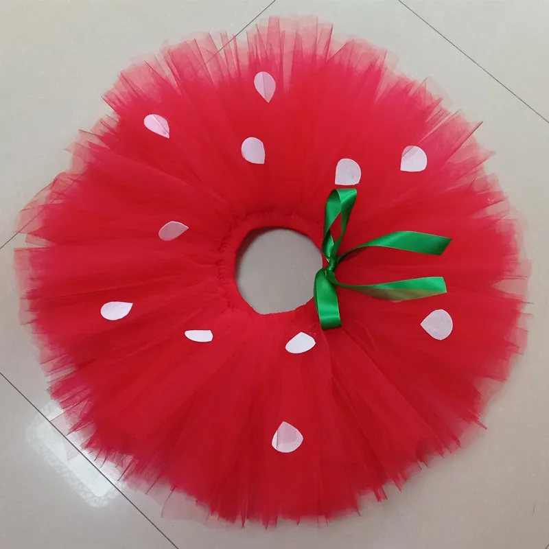 Girls Strawberry Tutu Halloween Costume Fluffy Baby Tutu Skirt For Birthday Party Christmas  Dance Children Outfit 1-14 Years