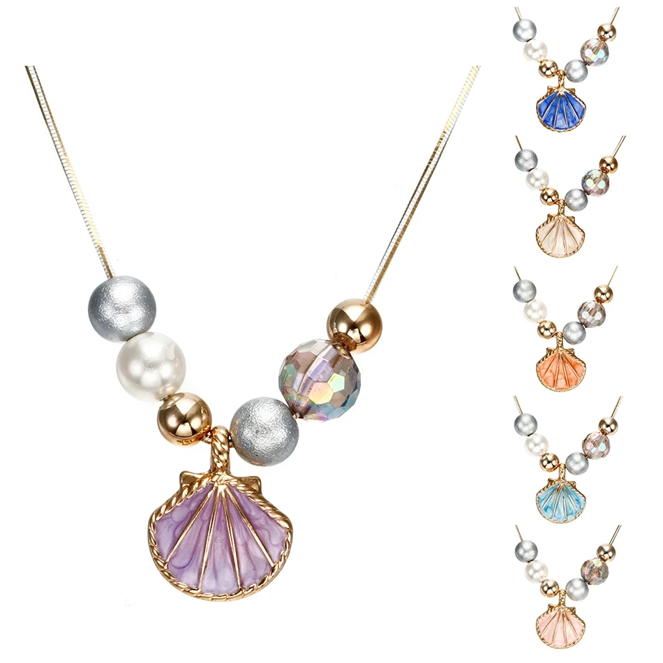 Women\'s Beads Necklace for Women Shell Necklaces & Pendants Crystal Beaded Statement Necklace New Jewelry for Gifts NR085