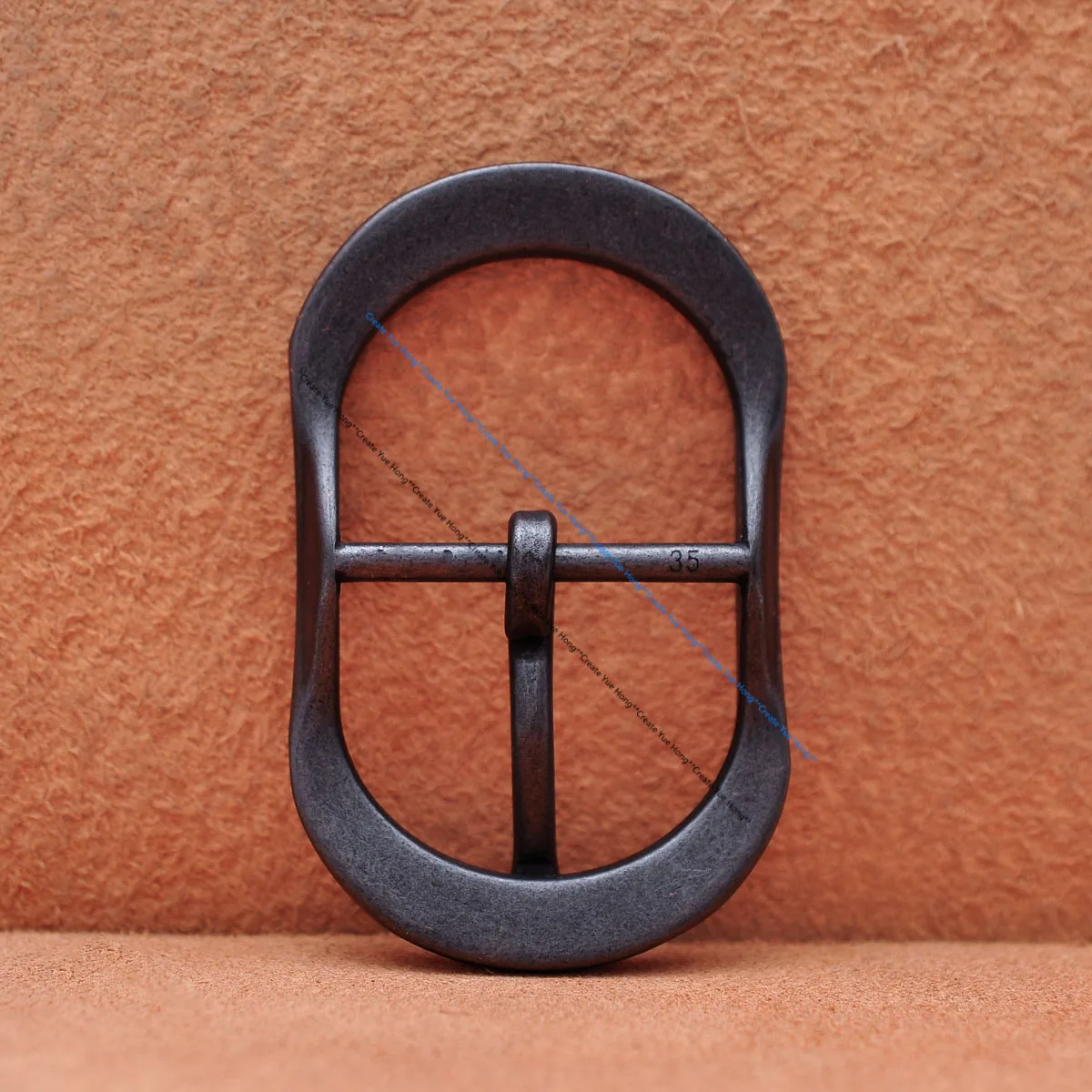 Cool Black Men Heavy Strong Black Round Center Bar Pin Prong Leather Belt Buckle Fit 35mm belt strap