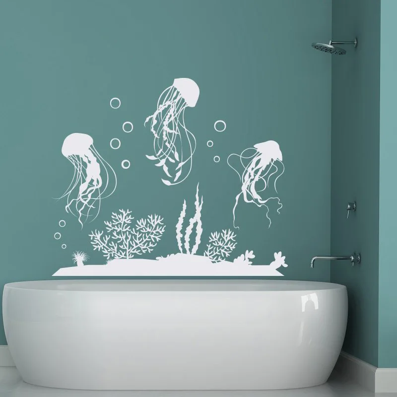 Jellyfish Vinyl Wall Decal Sticker Bathroom Decor - Sea Ocean Animal Decal, Nautical Wall Decal, Under The Sea Wall Decor  B-33