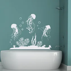 Jellyfish Vinyl Wall Decal Sticker Bathroom Decor - Sea Ocean Animal Decal, Nautical Wall Decal, Under The Sea Wall Decor B-33