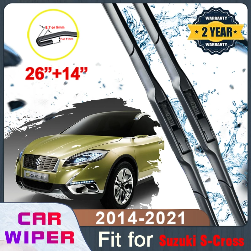 For Suzuki Crossover SX4 S-Cross 2014~2021 Car Front Windscreen Beam Blade Wiper Car Wipers Accessories J Hook U-type  2015 2016