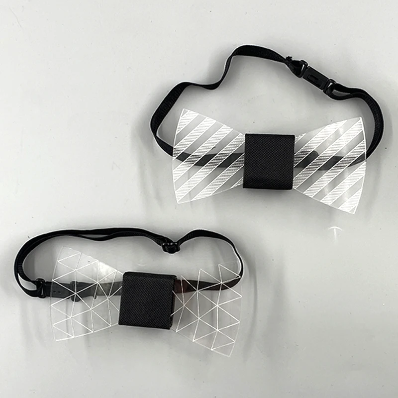 Świecąca muszka lampa neonowa modne akcesoria kostiumowe świecący akrylowy krawat LED do tańca muzyki kostium Cosplay na Halloween
