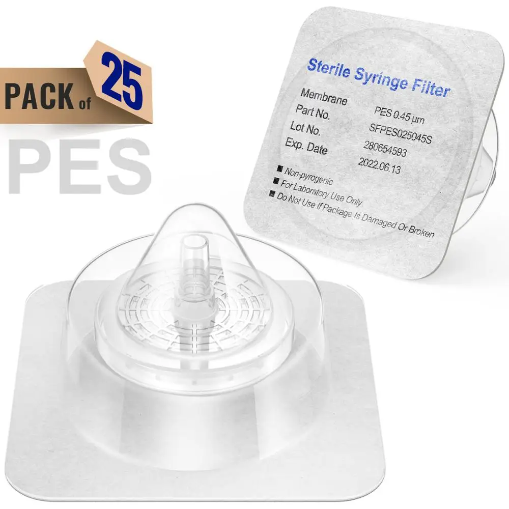 Sterile Spritze Filter, PES Membran 0.45μm Poren Größe, 25mm Durchmesser, 25 Pcs Einzeln Verpackt durch Ks-Tek