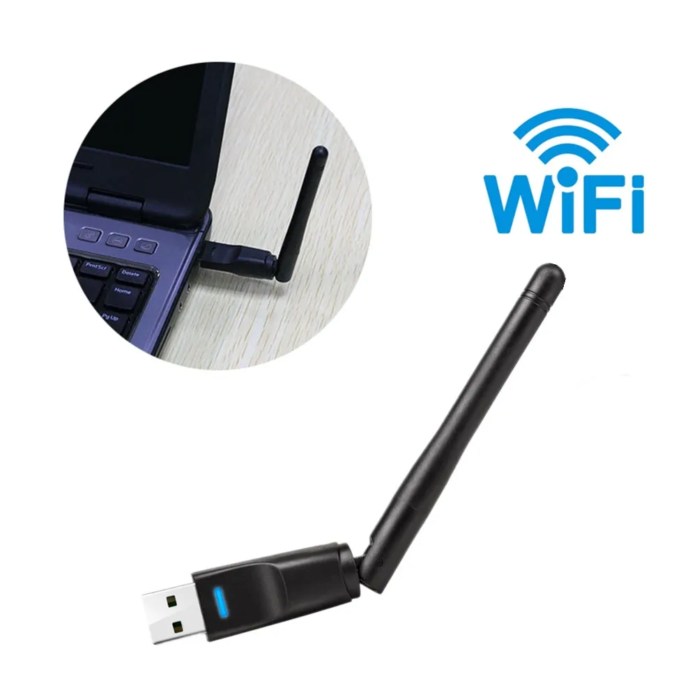 Adapter 2.4GHz WLAN Wi-Fi Dongle Network Card 150Mbps Wireless Network Card Mini USB WiFi Receiver 2DB Wifi Antenna For DVB T2