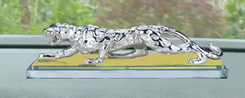 handicraft wholesale Golden silver Leopard Resin glass base ornament High-end luxury Animal Sculpture statue Home inventory