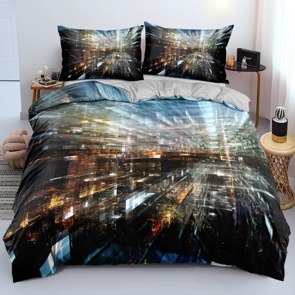 

3D Modern City Bedding Set Comforter/Duvet Cover Set Twin Single Double King Size 240x210cm Linens Bed Soft Fashion Decoration