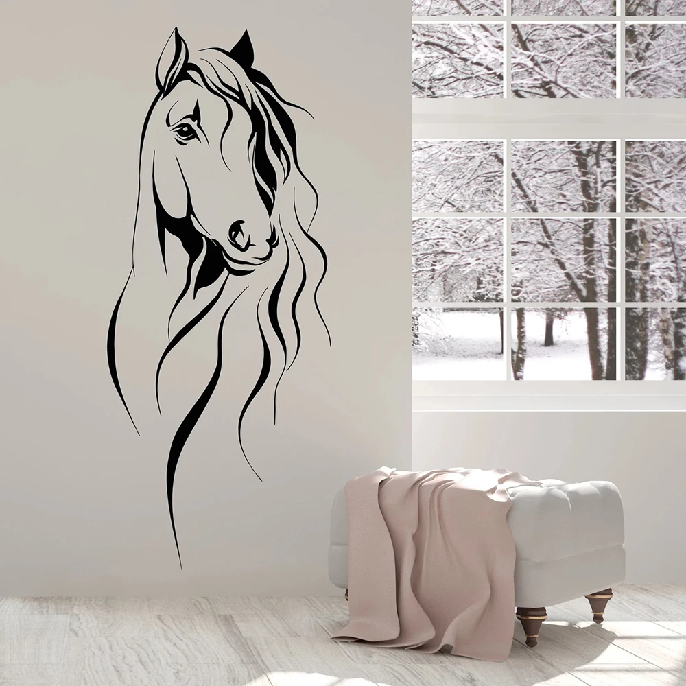 

Beautiful Horse Head Wall Decal Pet Animal Art Decor Office Vinyl Wall Stickers For Living Room Chinese Style Decoration 7228