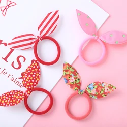 Bandes de cheveux élastiques avec nœud oreilles de lapin pour enfants, bande de sauna en caoutchouc pour filles, chouchous pour enfants, accessoires de cheveux mignons pour enfants, 10 pièces