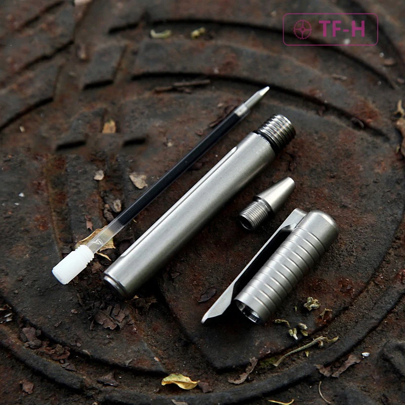 Mini Tactical Pen Tc4 Titanium Alloy Metal Handwriting Signature Pen Edc Equipped With Back Clip Outdoor Combat Protection Tool