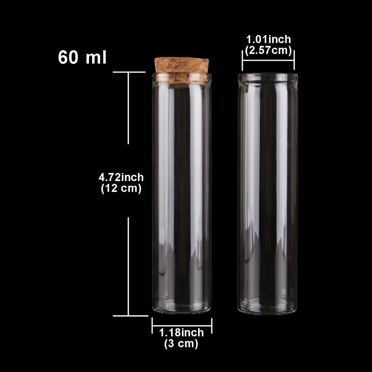 15 ml/25 ml/30 ml/35 ml/40 ml/45 ml/50 ml/55 ml/60 ml/80 ml/100 ml Kleine Glazen Reageerbuis met Kurk Dragees Potten Flessen 24 stuks