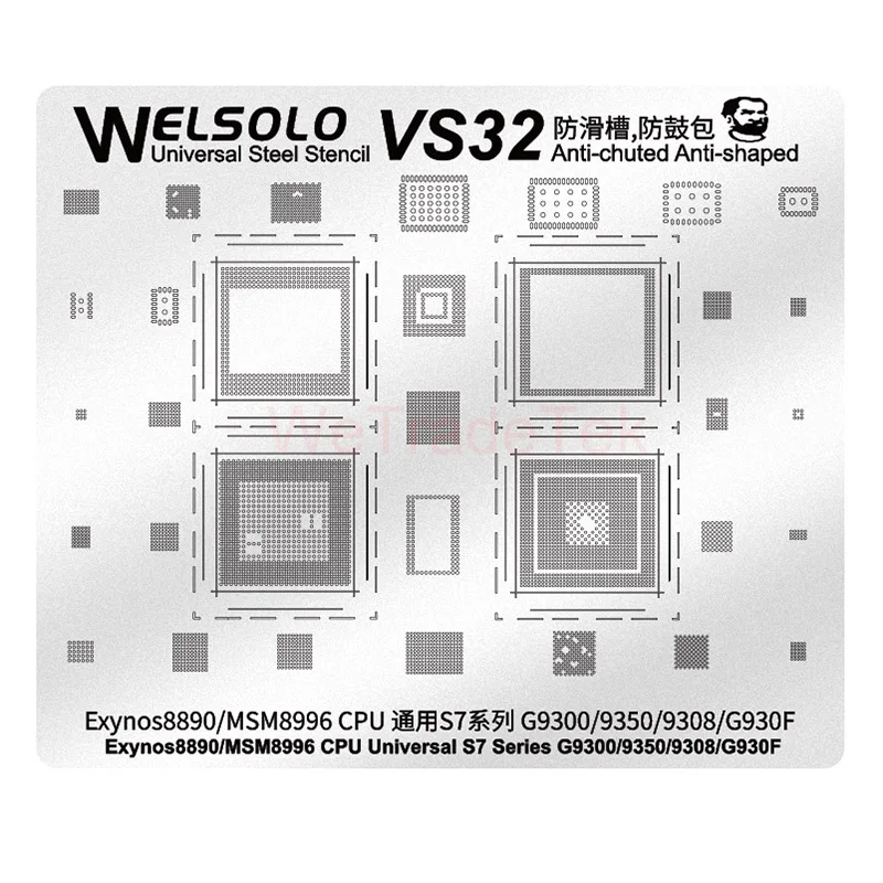 Plantilla mecánica BGA Reballing para Samsung S9 + S9 S8 + S8 S7 S6 + S6 J7 J6 Series, placa base, reparación de CPU, plantilla de Reballing de estaño