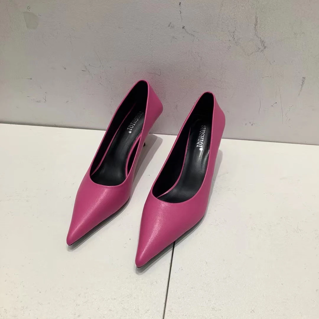 Pointed Toe Women Pumps 2022 New Arrivals Black/White/Khaki/Green/Pink Shallow Slip On Thin High Heels Pumps Office Shoes Woman