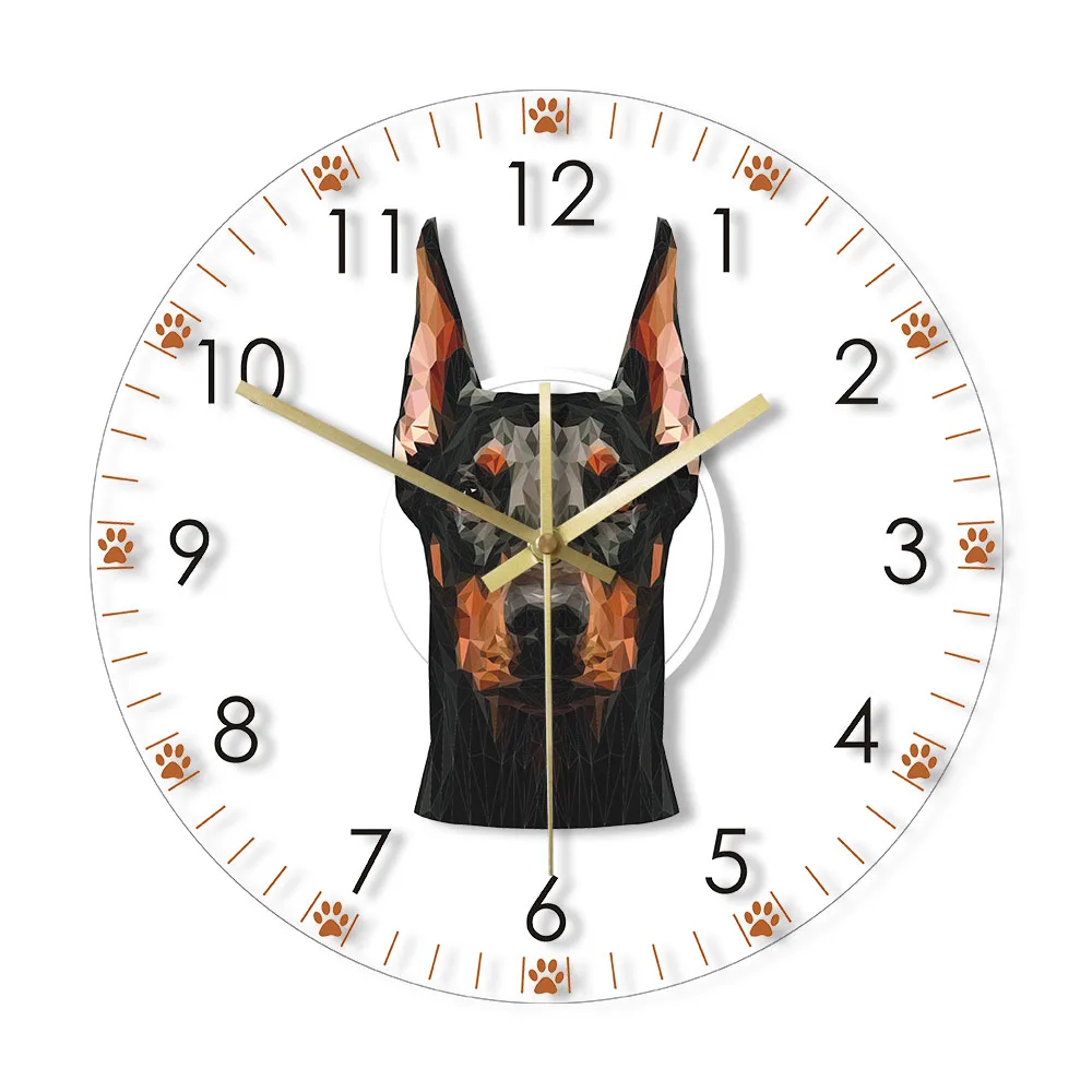 Doberman Pinscher Head Wall Clock Doberman Portrait Silent Non ticking Wall Watch Home Decor Puppy Dog Doggie Pet Breed Gift