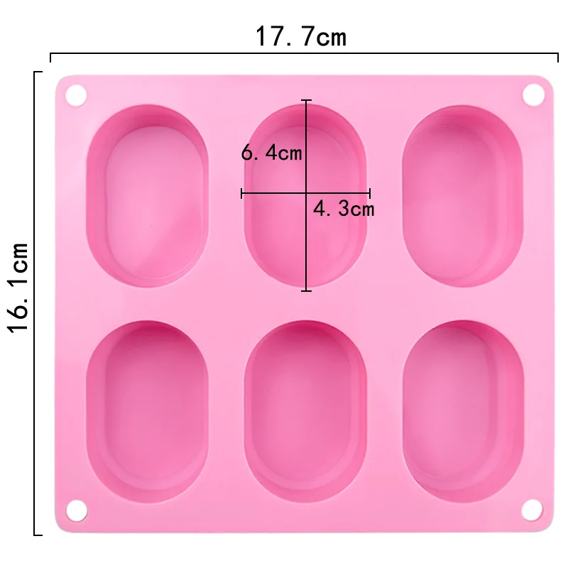 6 Cavity Oval Silicone Soap Mold for Handmade Craft DIY Soap Making Tools Molds Food Grade Silicone Soap Form Loaf Mould