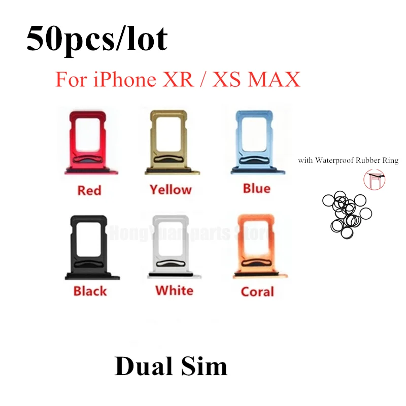 

50 шт. держатель SIM-карты адаптер гнездо для iPhone XR XS MAX держатель для двух SIM-карт лоток Слот Водонепроницаемый влагостойкий резиновое кольцо
