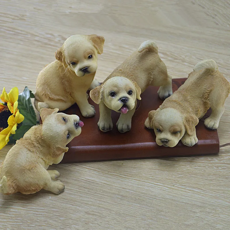 4/pcs Labrador golden retriever puppy dog pet ornaments simulation animal sculpture resin crafts home accessories car decoration