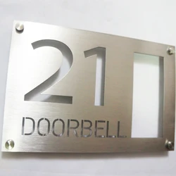 Personalized Modern House Numbers Hollow Out Plaque Stainless Steel Modern Address Sign Plates Doorbell Plate For Outdoor