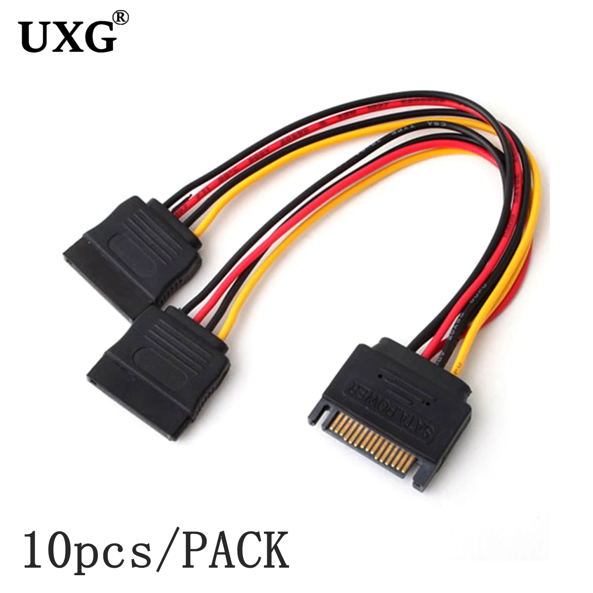 

10pcs SATA II Hard Disk Power 15Pin SATA Male To 2 Female 15Pin Power HDD Splitter High Quality Y 1 To 2 Extension Cable 20CM