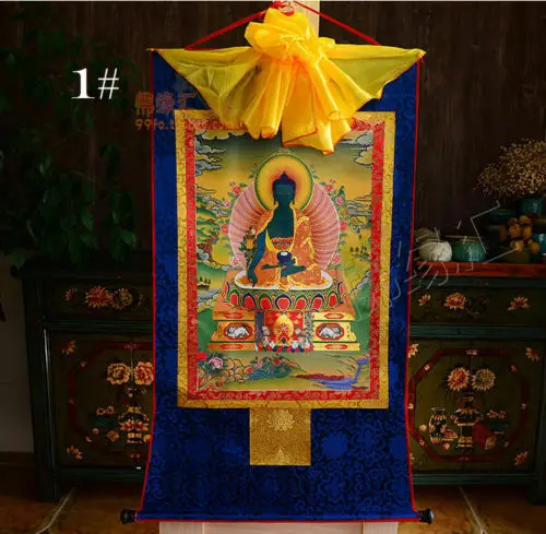 Tibetan Buddhist Buddha Silk Gild Thangka Thanka Bhaisajyaguru  Scroll 35CM-61CM